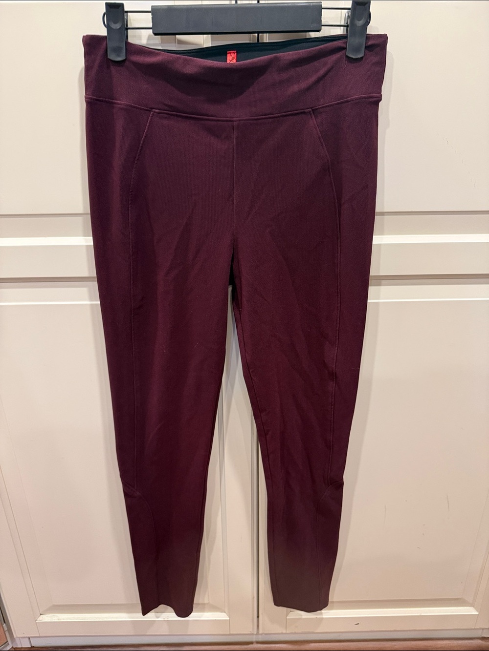 SPANX High-Waist Ponte Leggings in Deep Burgundy